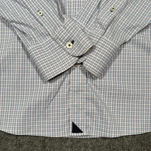 UNTUCKIT MENS 3XL PERFORMANCE BLUE PINK WHITE CHECK BUTTON DOWN STRETCH SHIRT - Picture 4 of 10